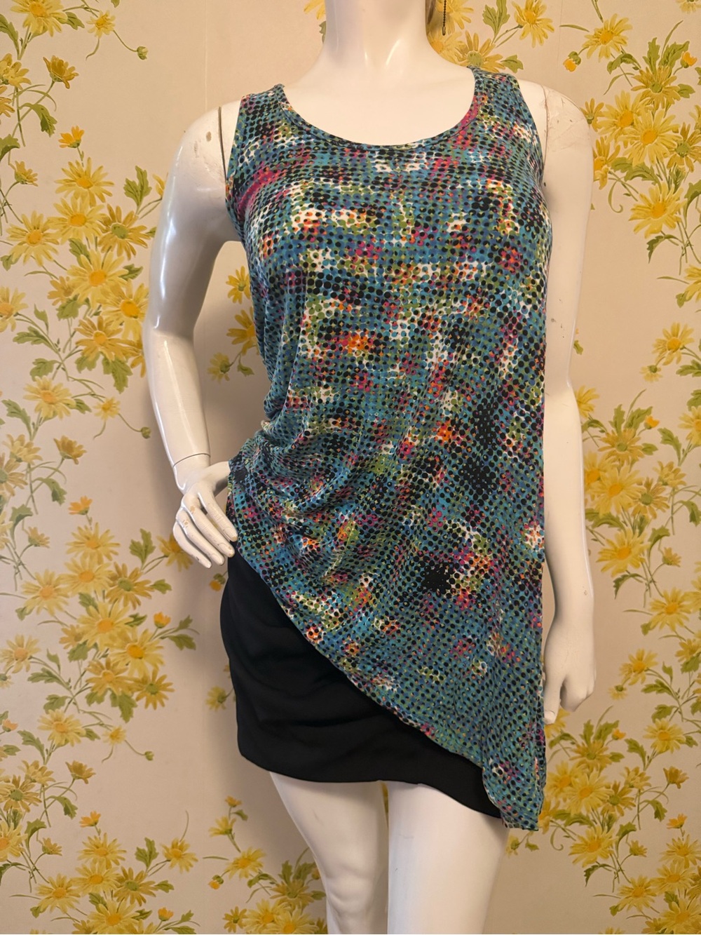 CAbi Multicolor Teal Sleeveless Top size XS